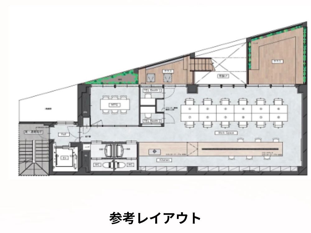 千代田区神田三崎町のテラス付きオフィス物件（水道橋駅徒歩1分、約30坪）
