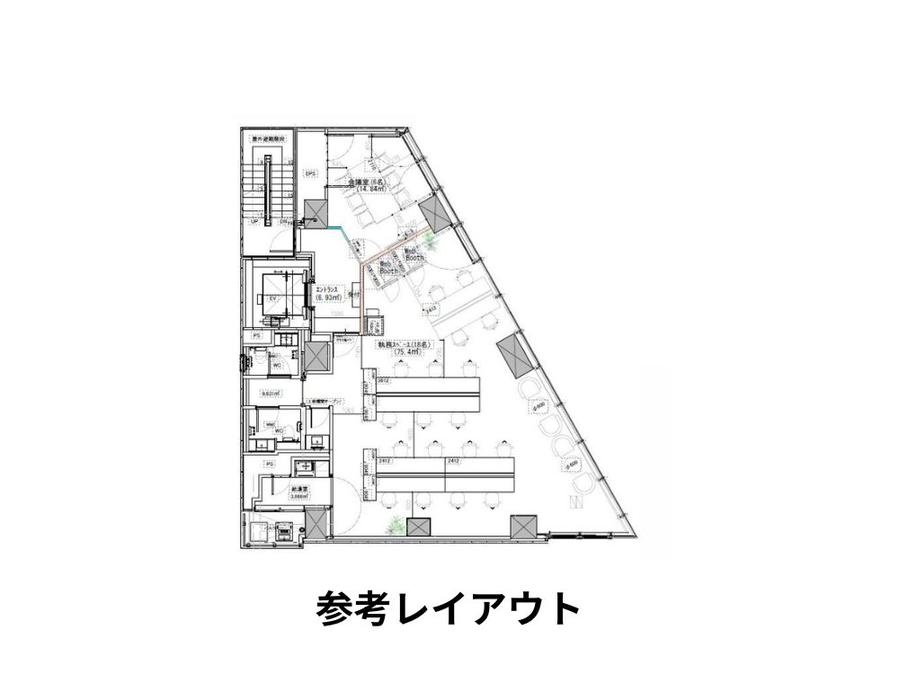 港区東新橋のセットアップオフィス物件（新橋駅徒歩2分、約35坪）