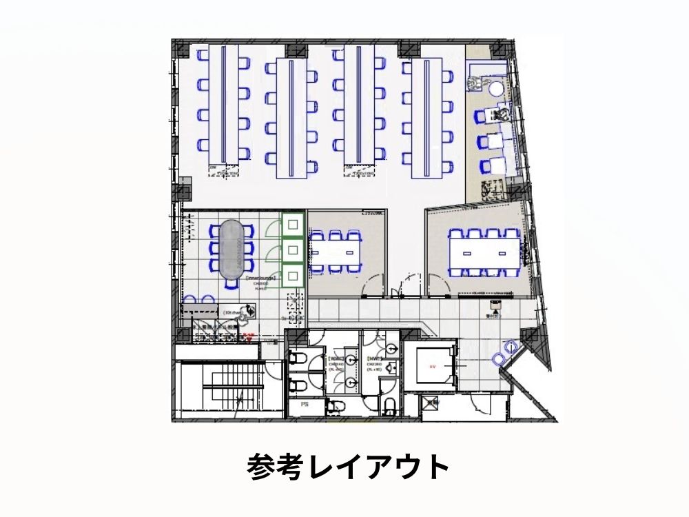 港区芝のフルセットアップオフィス物件（三田駅徒歩2分、約55坪）
